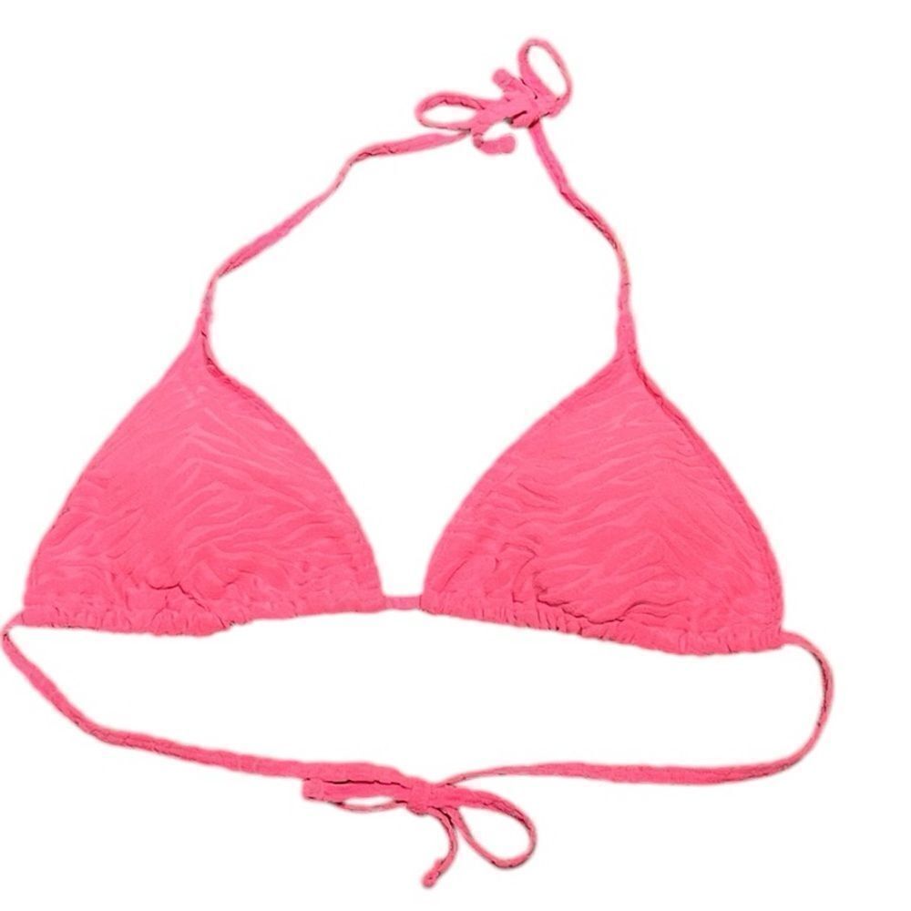 Pink Textured Terrycloth Triangle‎ Bikini Top, Size L, NWOT
